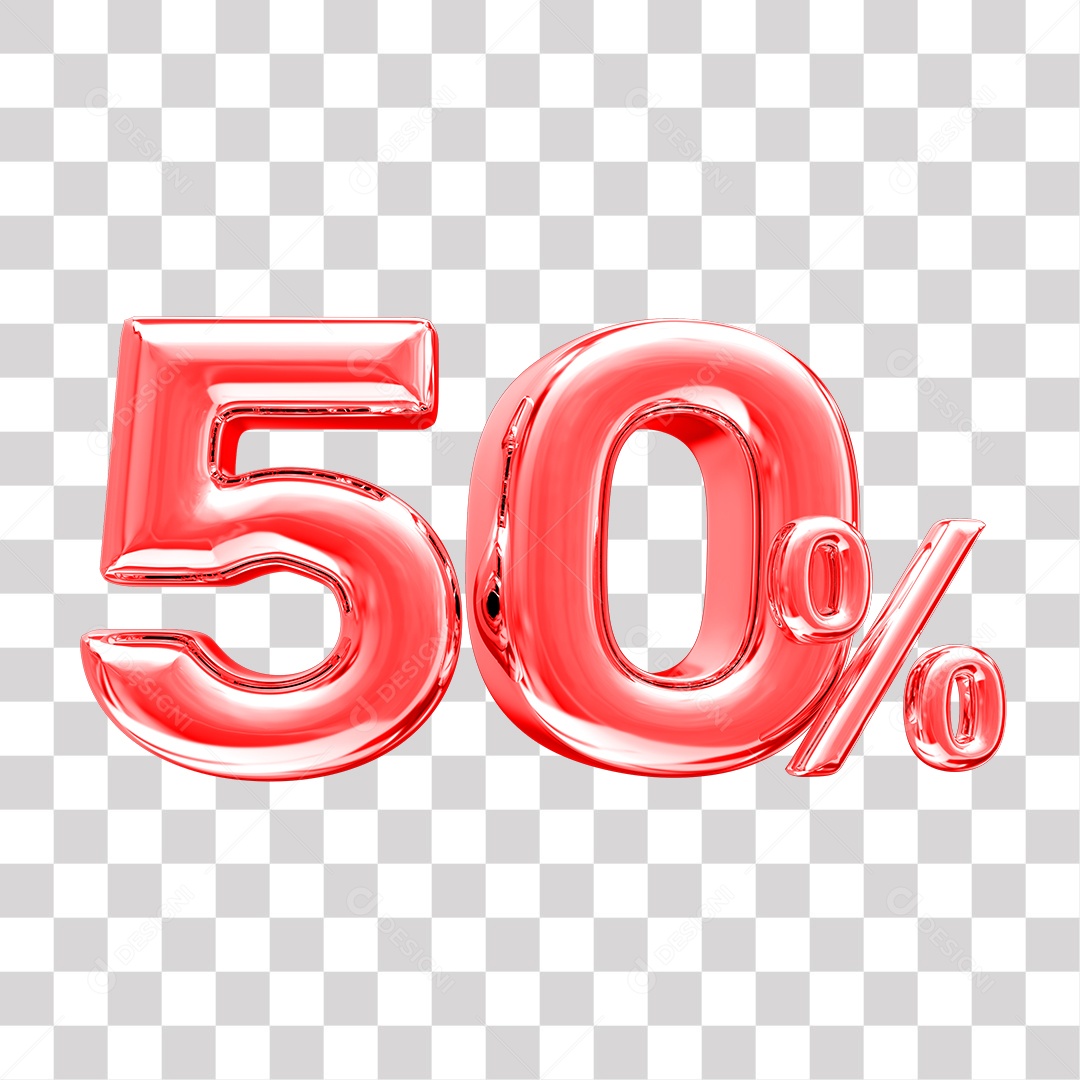 Elemento 3D Para Composição 50% De Desconto Vermelho PNG Transparente