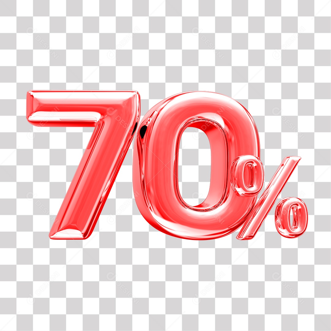 Elemento 3D Para Composição 70% De Desconto Vermelho PNG Transparente
