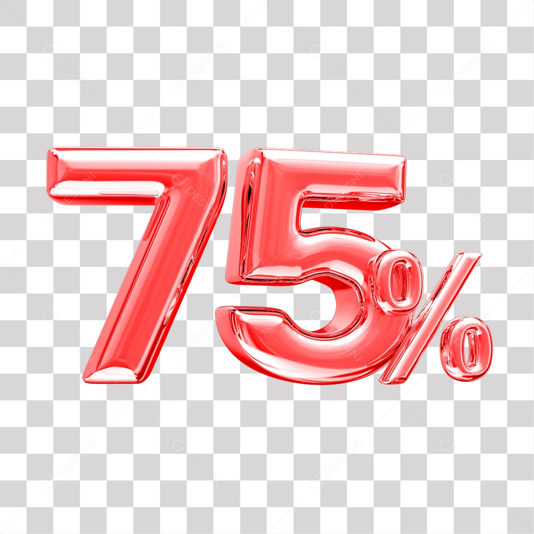 Elemento 3D Para Composição 75% De Desconto Vermelho PNG Transparente