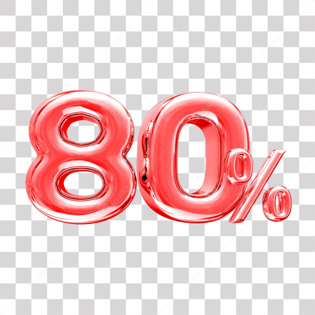 Elemento 3D Para Composição 80% De Desconto Vermelho PNG Transparente