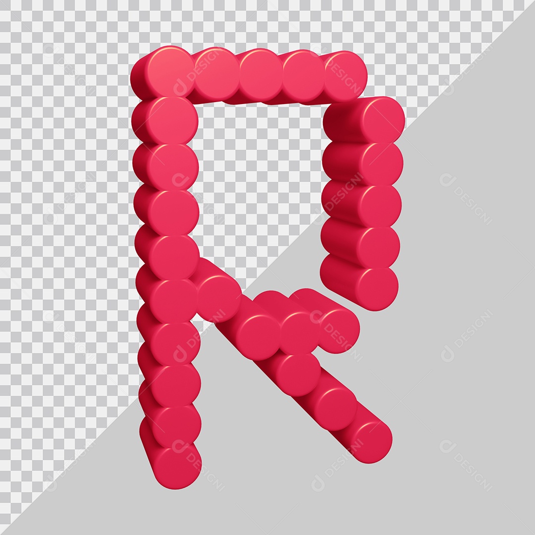 Elemento 3D Para Composição Letra R Rosa PSD