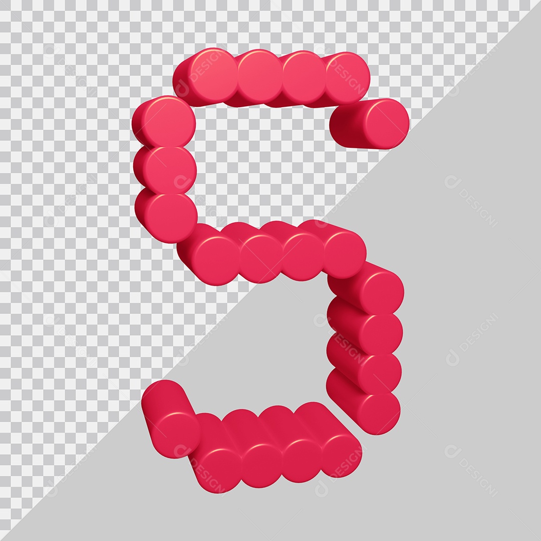 Elemento 3D Para Composição Letra S Rosa PSD