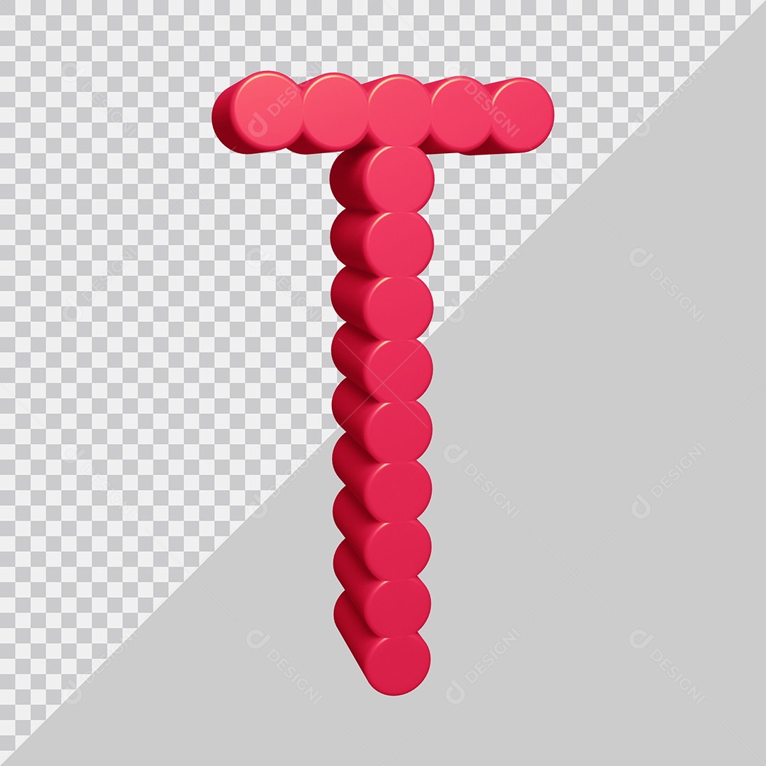 Elemento 3D Para Composição Letra T Rosa PSD
