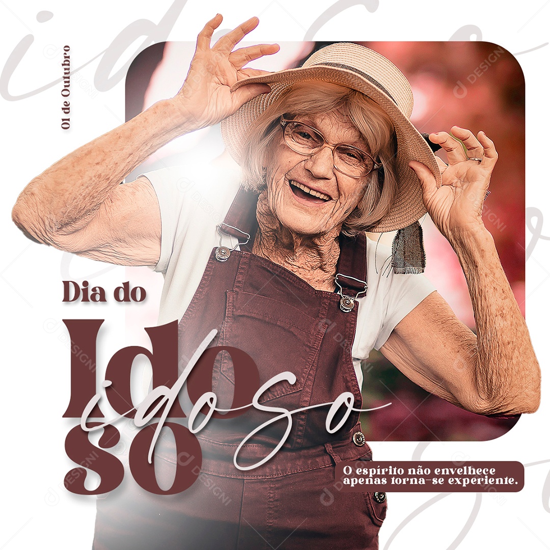 O Espírito não envelhecer apenas torna se Experiente Dia do Idoso Social Media PSD Editável