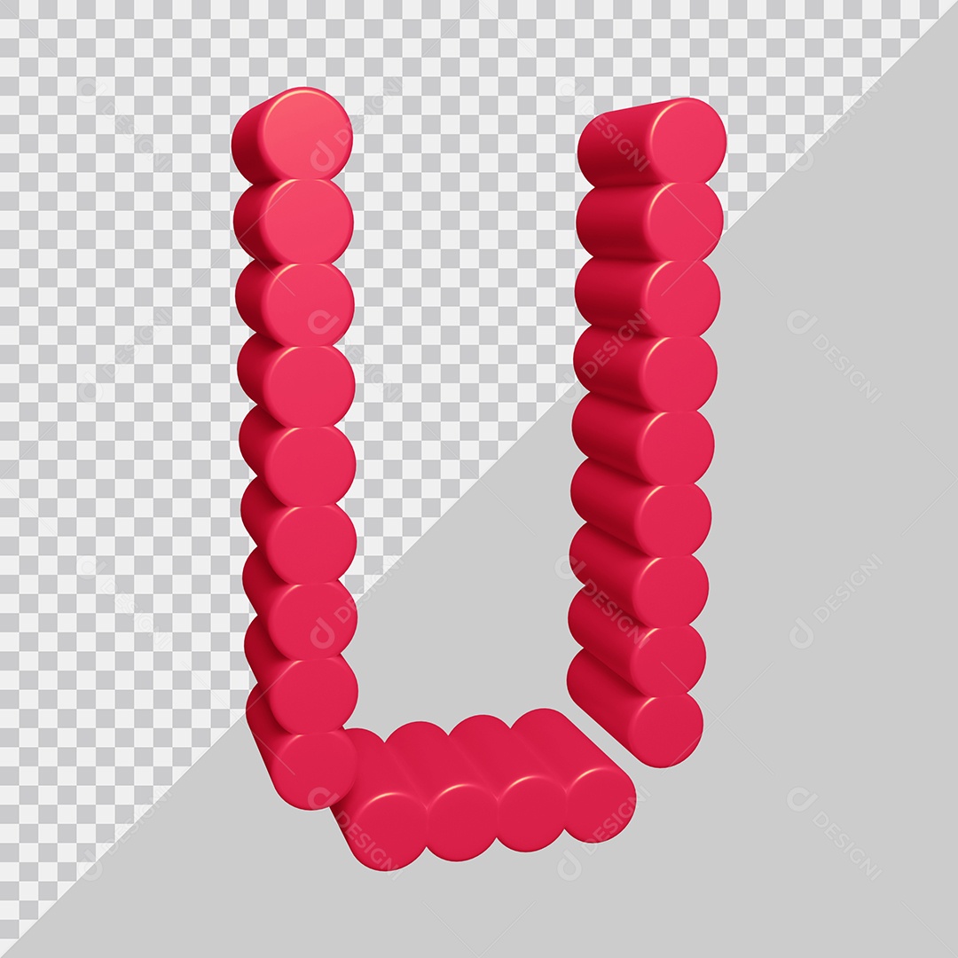 Elemento 3D Para Composição Letra U Rosa PSD