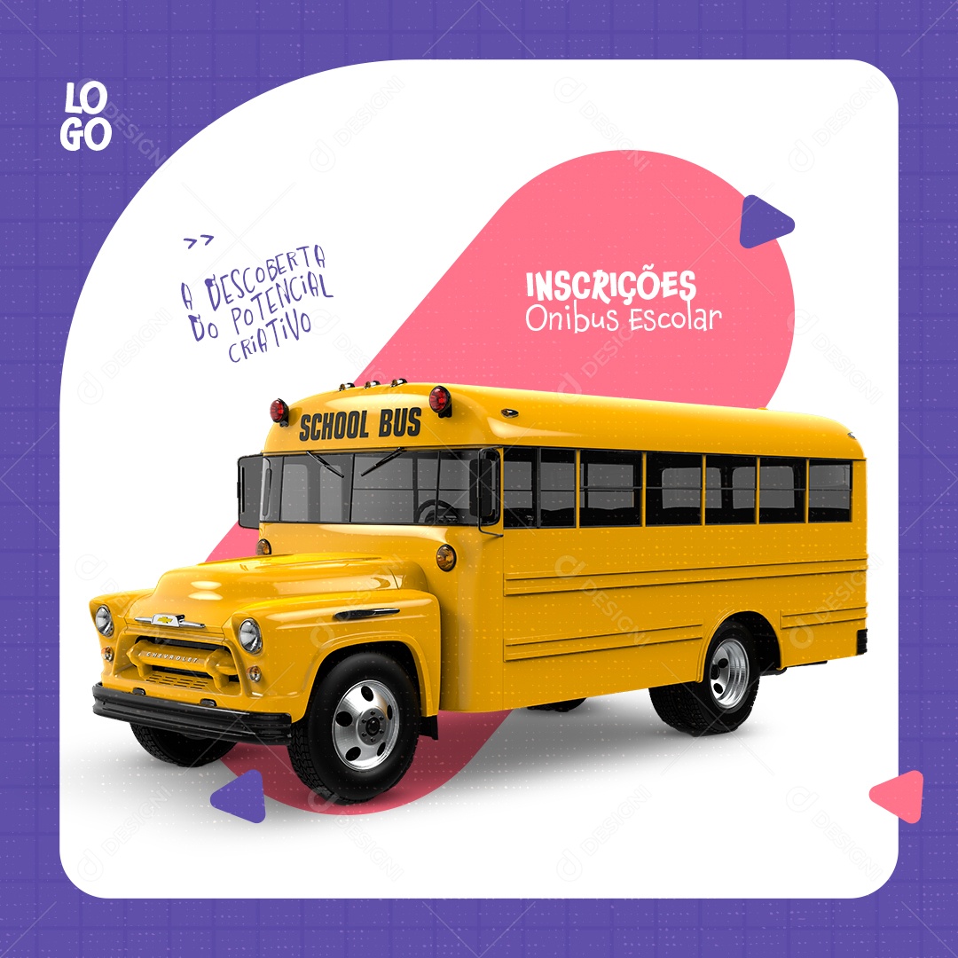 Social Media Escolar Inscrições Ónibus Escolar PSD Editável