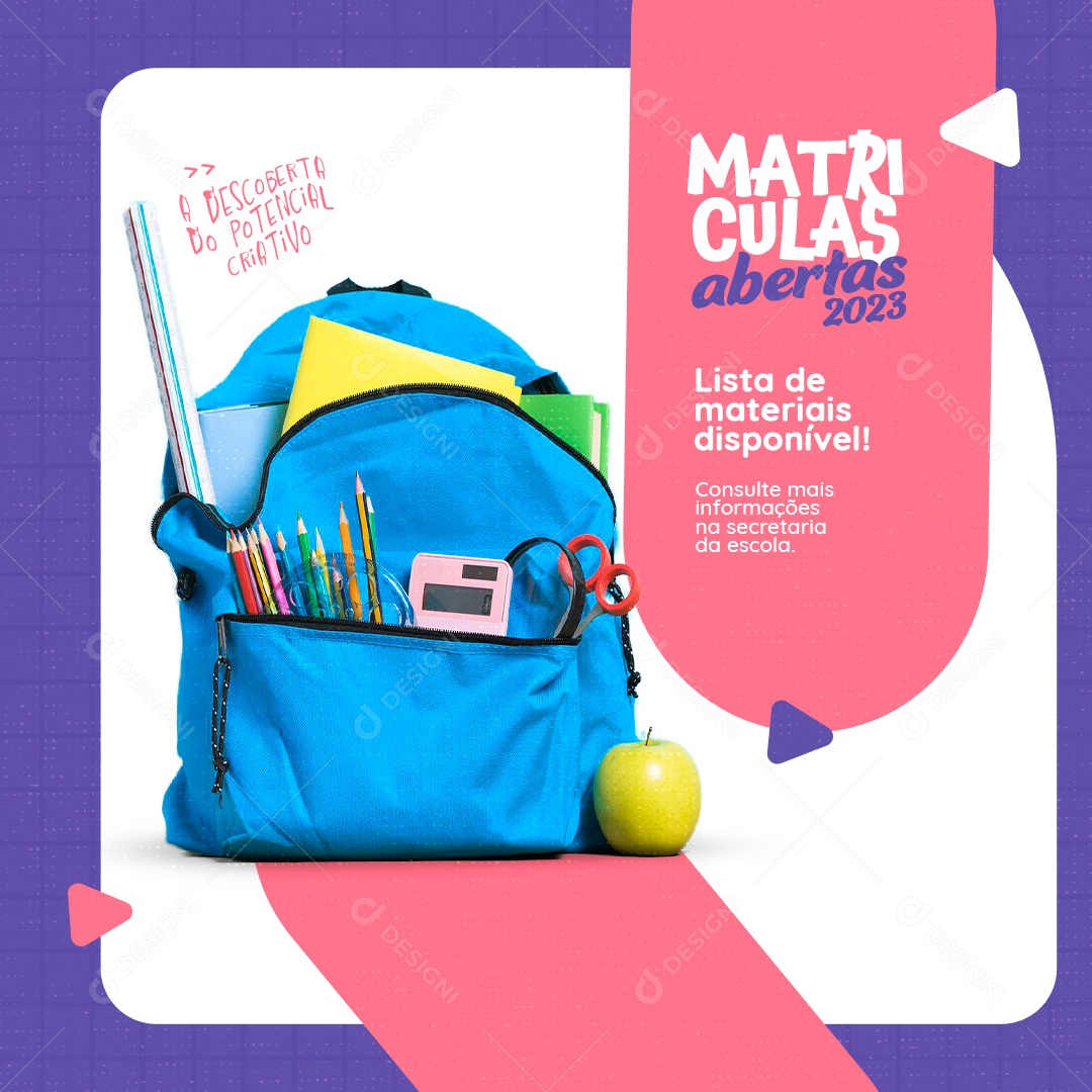 Social Media Escola Matrículas Abertas PSD Editável