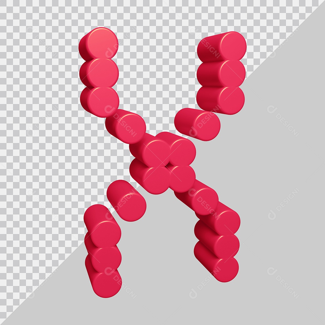 Elemento 3D Para Composição Letra X Rosa PSD