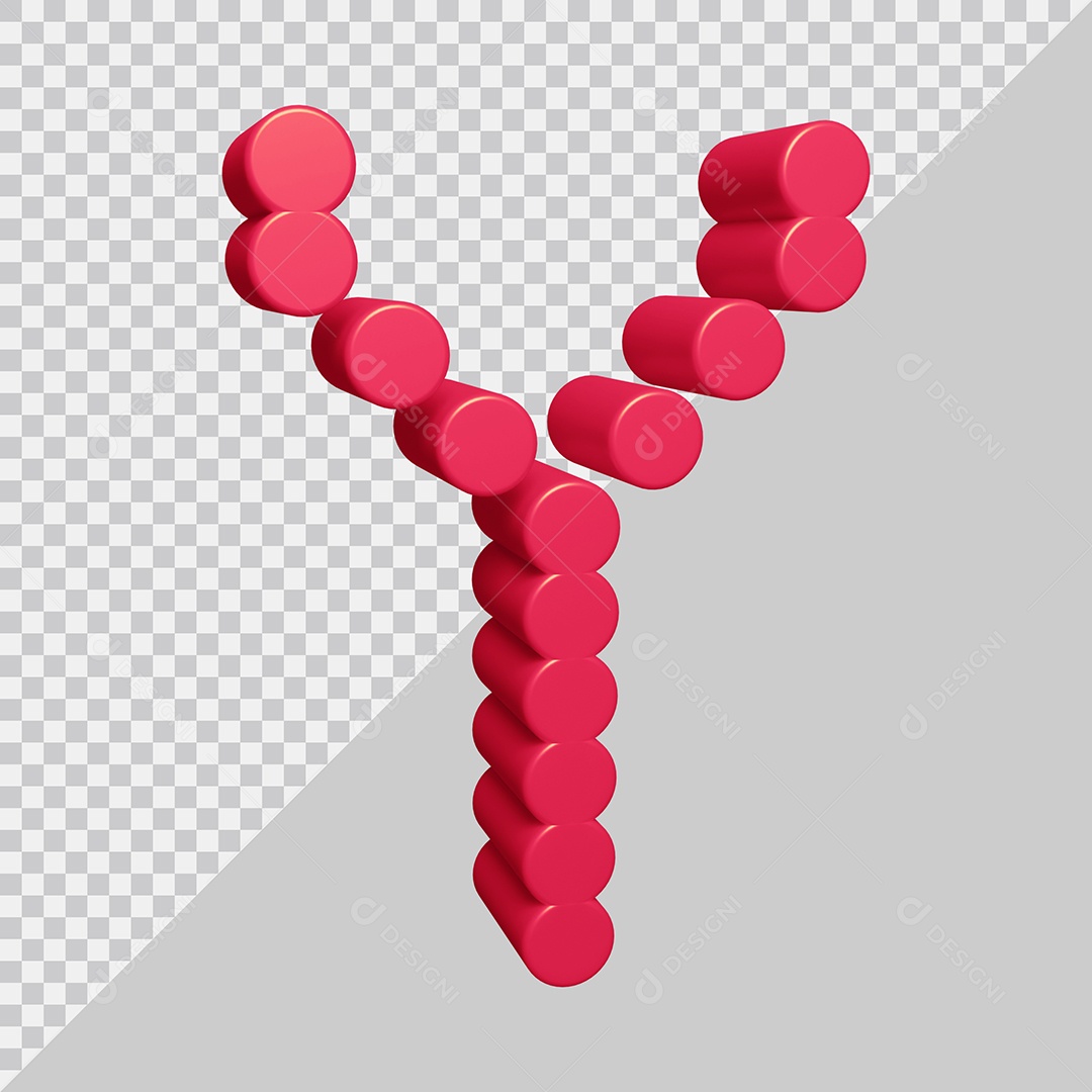 Elemento 3D Para Composição Letra Y Rosa PSD