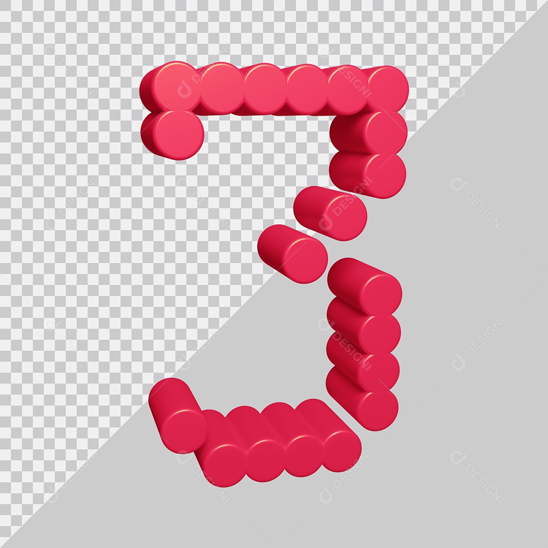 Elemento 3D Para Composição Número 3 Rosa PSD