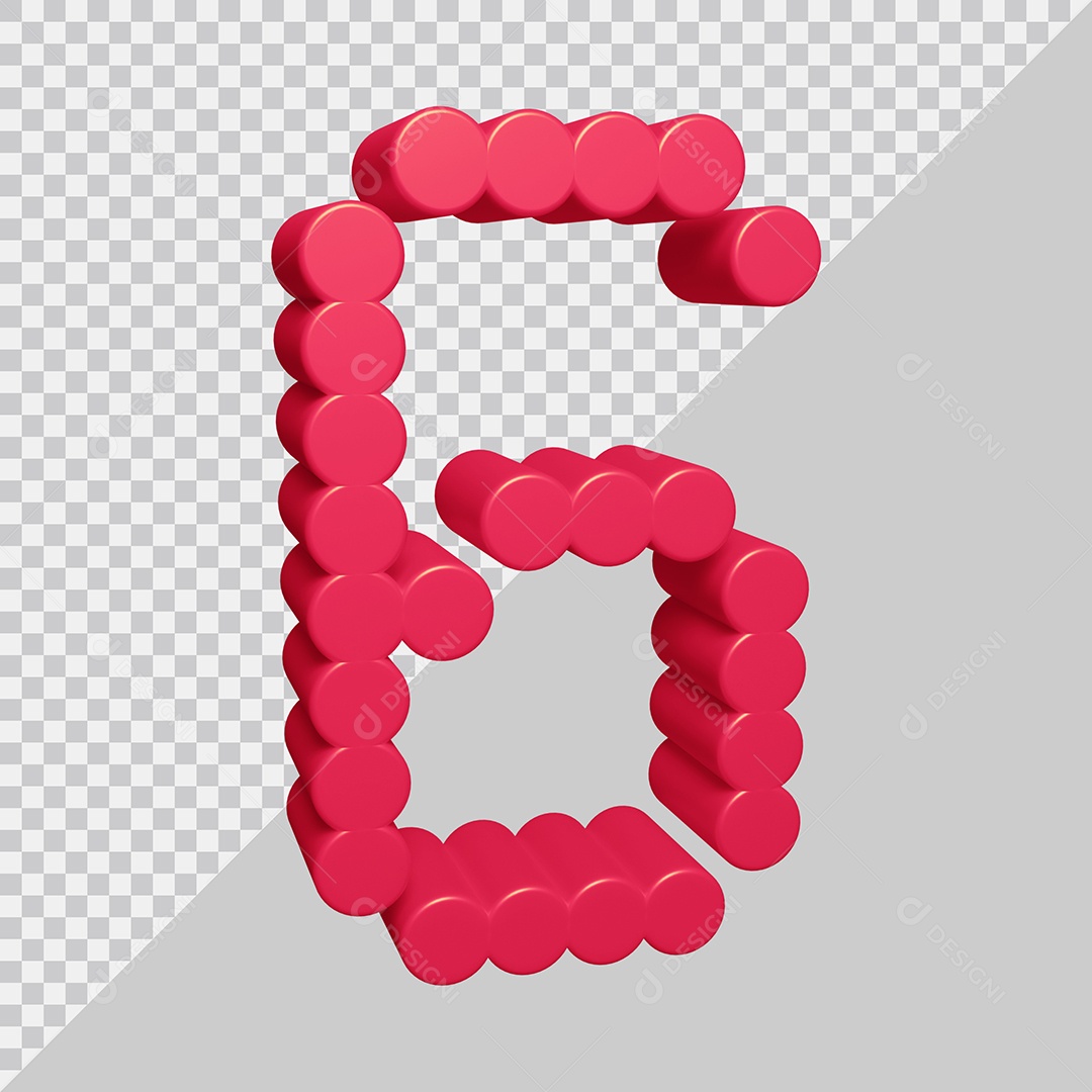 Elemento 3D Para Composição Número 6 Rosa PSD