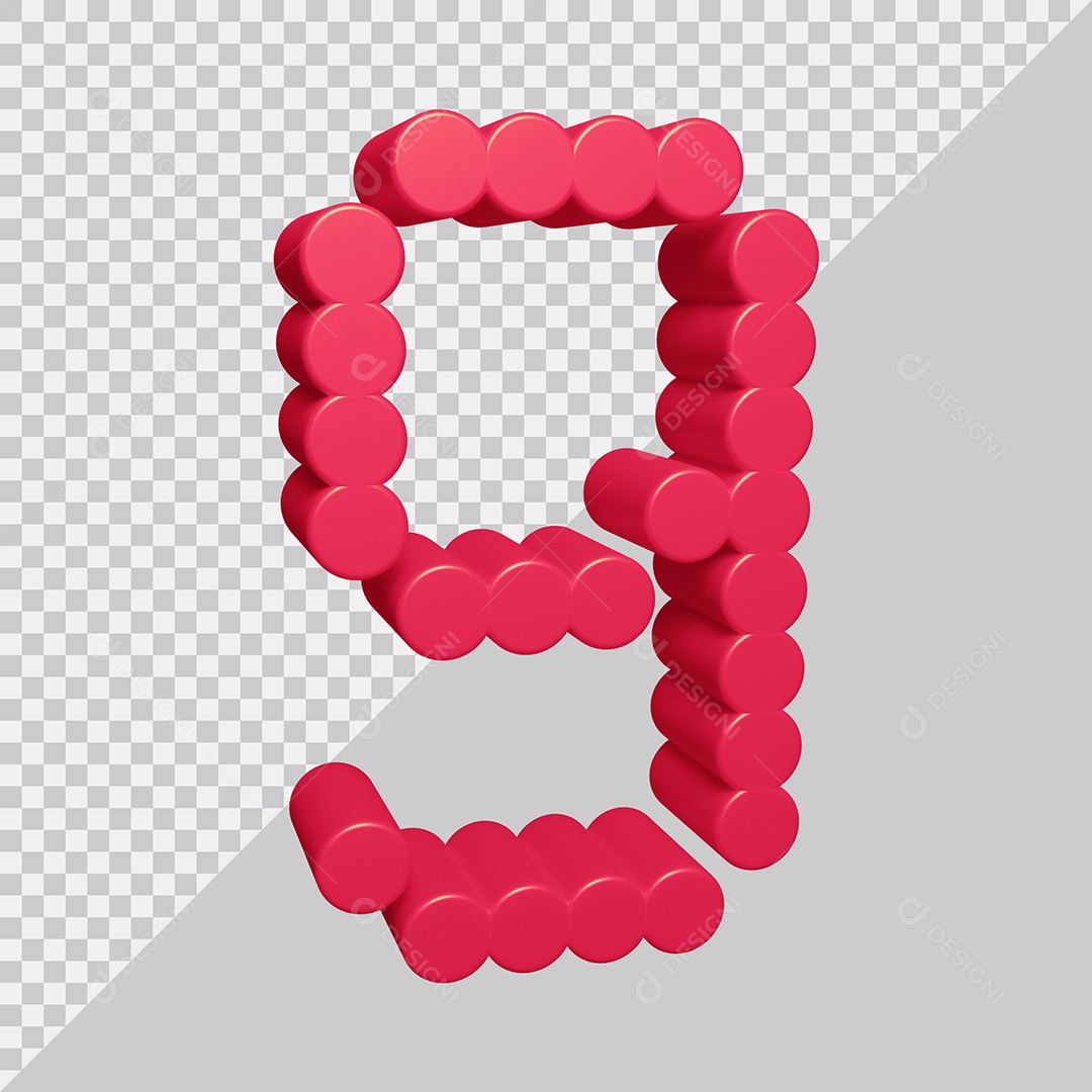 Elemento 3D Para Composição Número 9 Rosa PSD