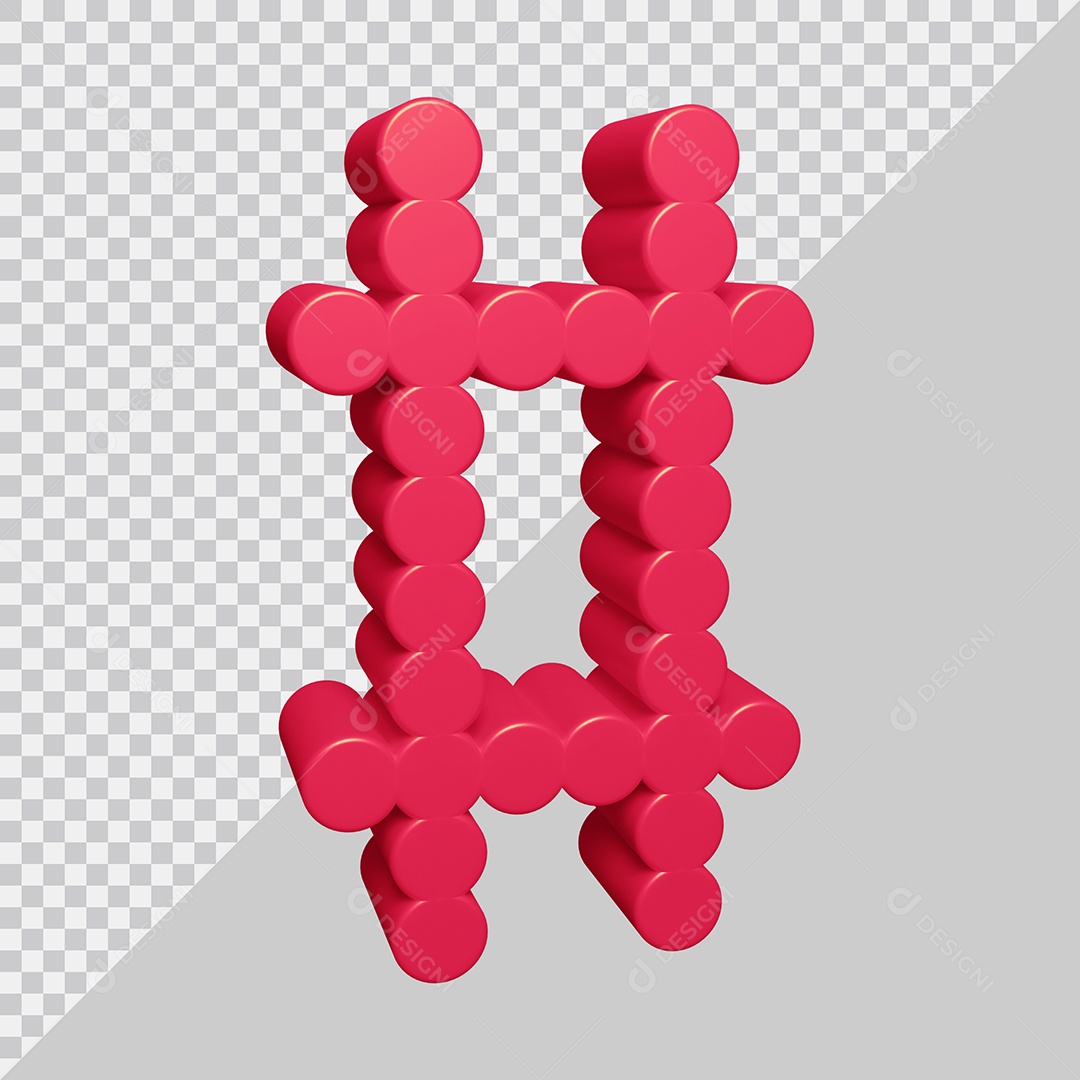 Elemento 3D Para Composição Símbolo de Hashtag Rosa PSD