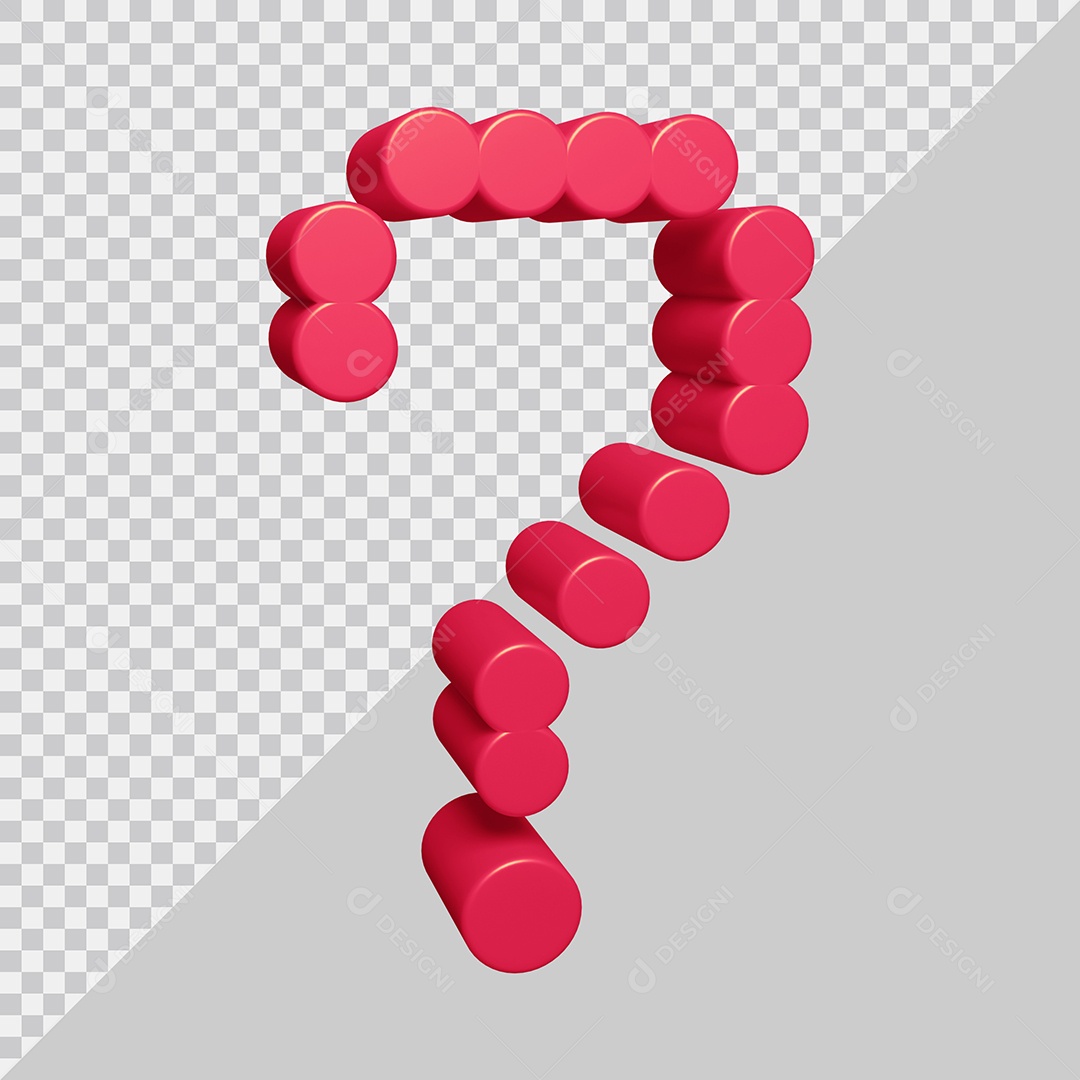 Elemento 3D Para Composição Símbolo de ponto de interrogação Rosa PSD