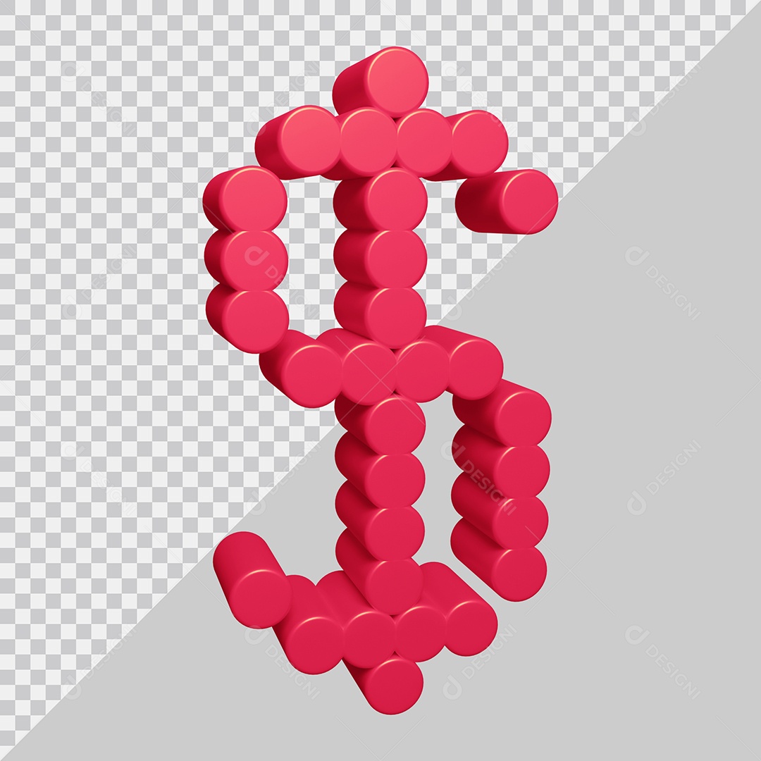 Elemento 3D Para Composição Símbolo do dólar $ Rosa PSD
