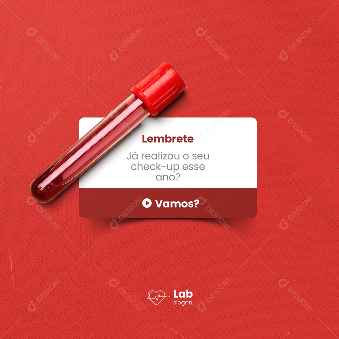 Lembrete Laboratório de Análises Clínicas Já Realizou o seu Check-Up? Social Media PSD Editável