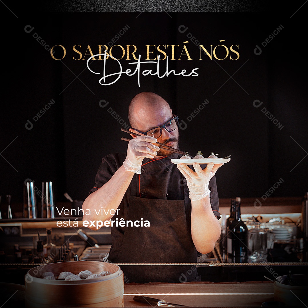 O Sabor Está nos Detalhes Restaurante Social Media PSD Editável
