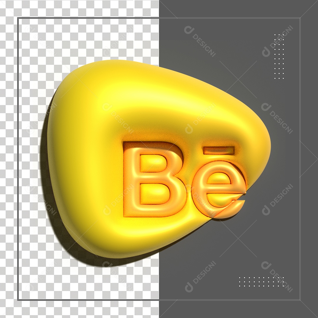 Ícone 3D Behance Dourado Para Composição PSD