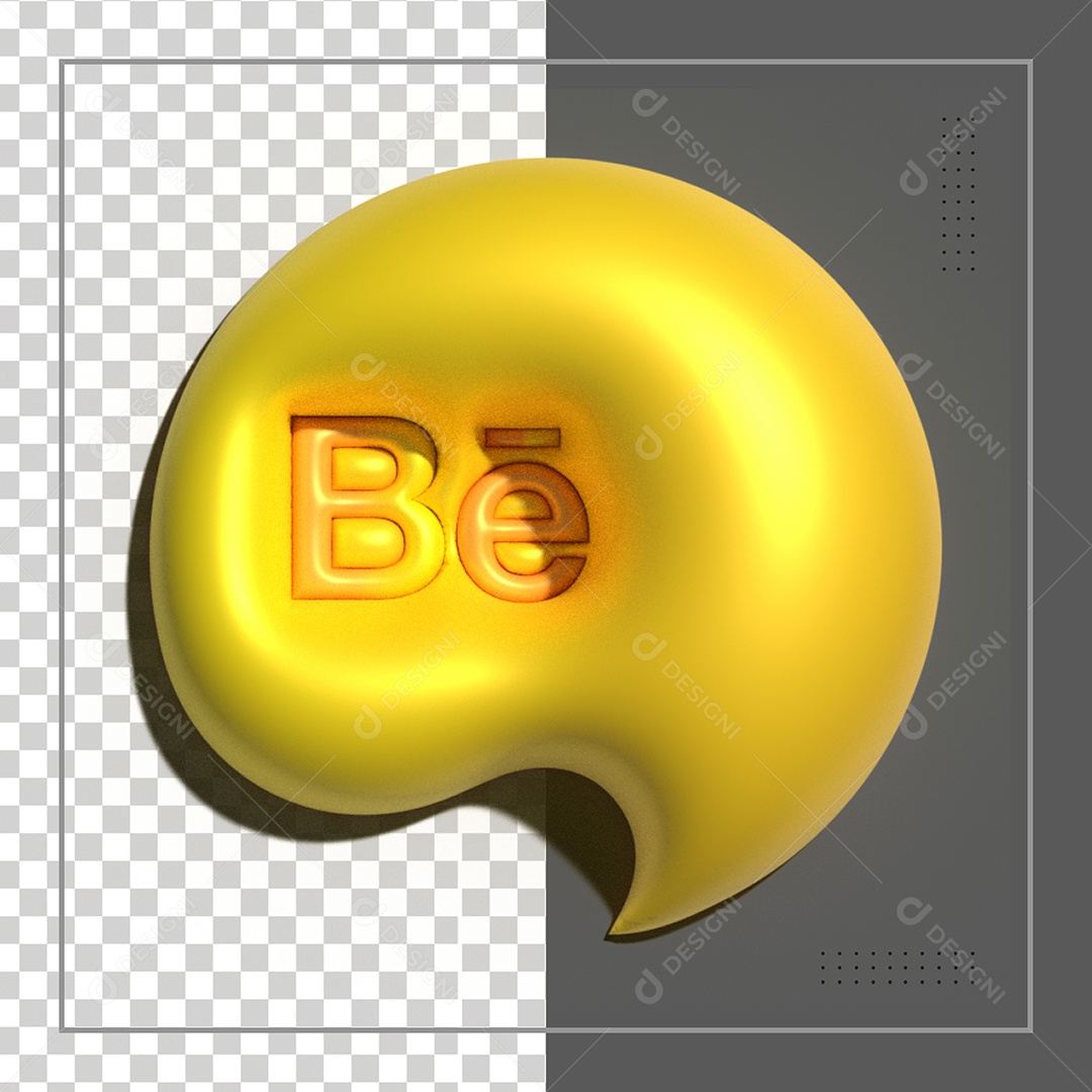 Behance 3D Elemento Dourado Para Composição PSD