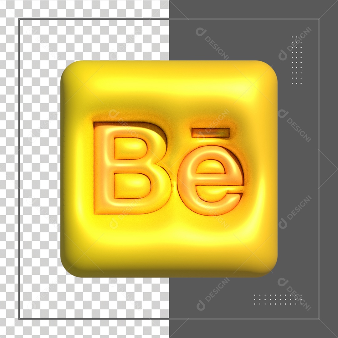 Behance Elemento 3D Dourado Para Composição PSD