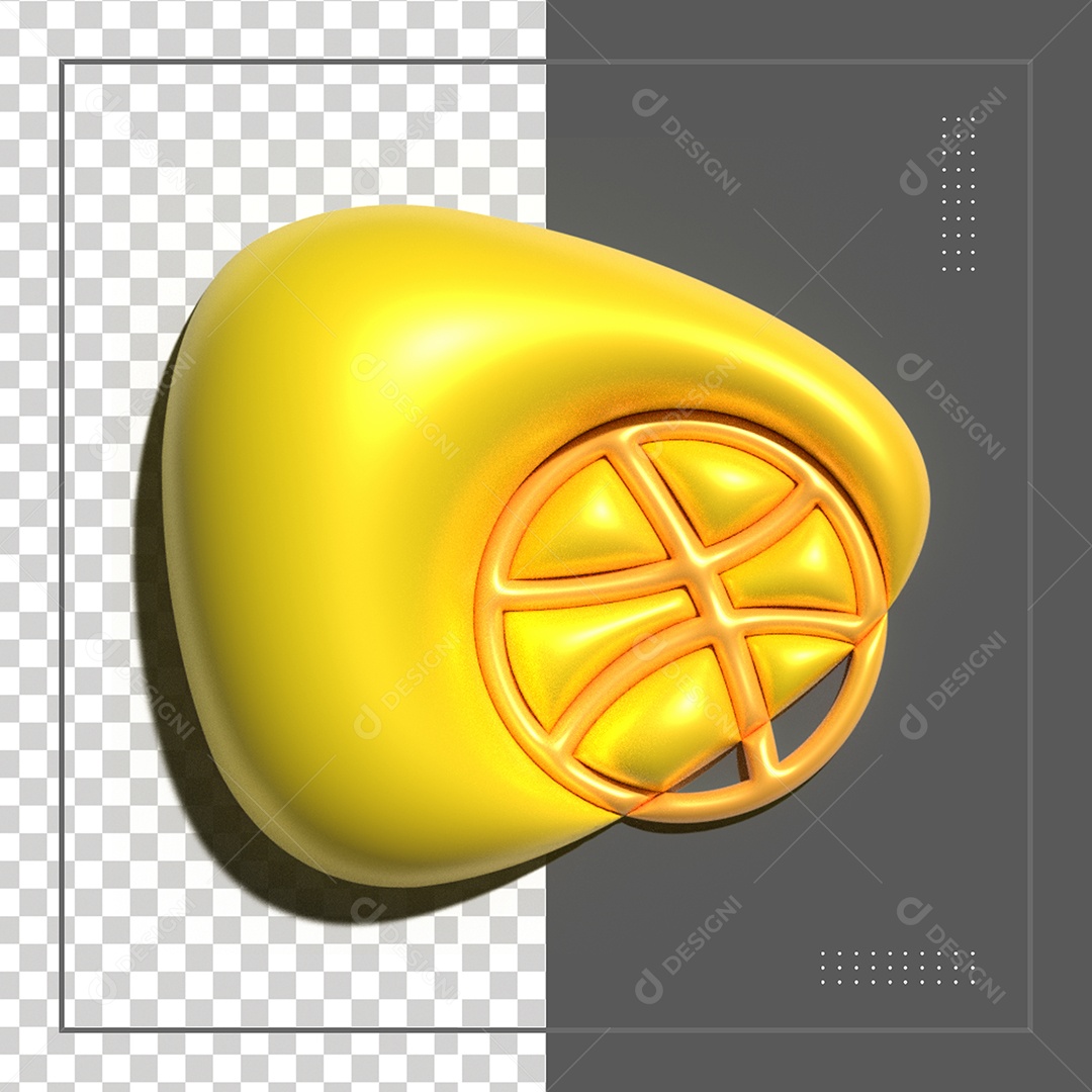 Dribbble Elemento 3D Dourado Para Composição PSD
