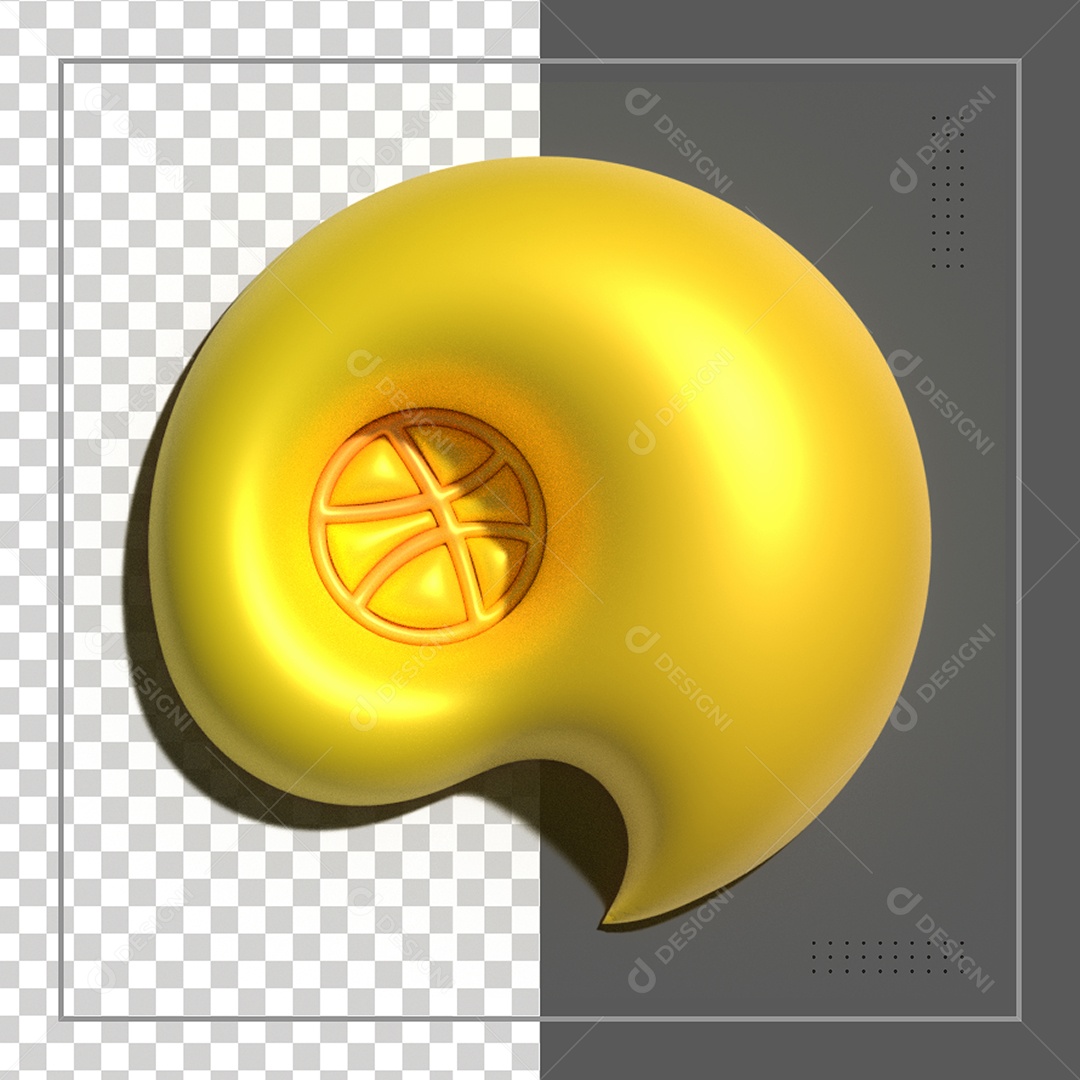 3D Golden Dribbble Icon FElement For Composition PSD