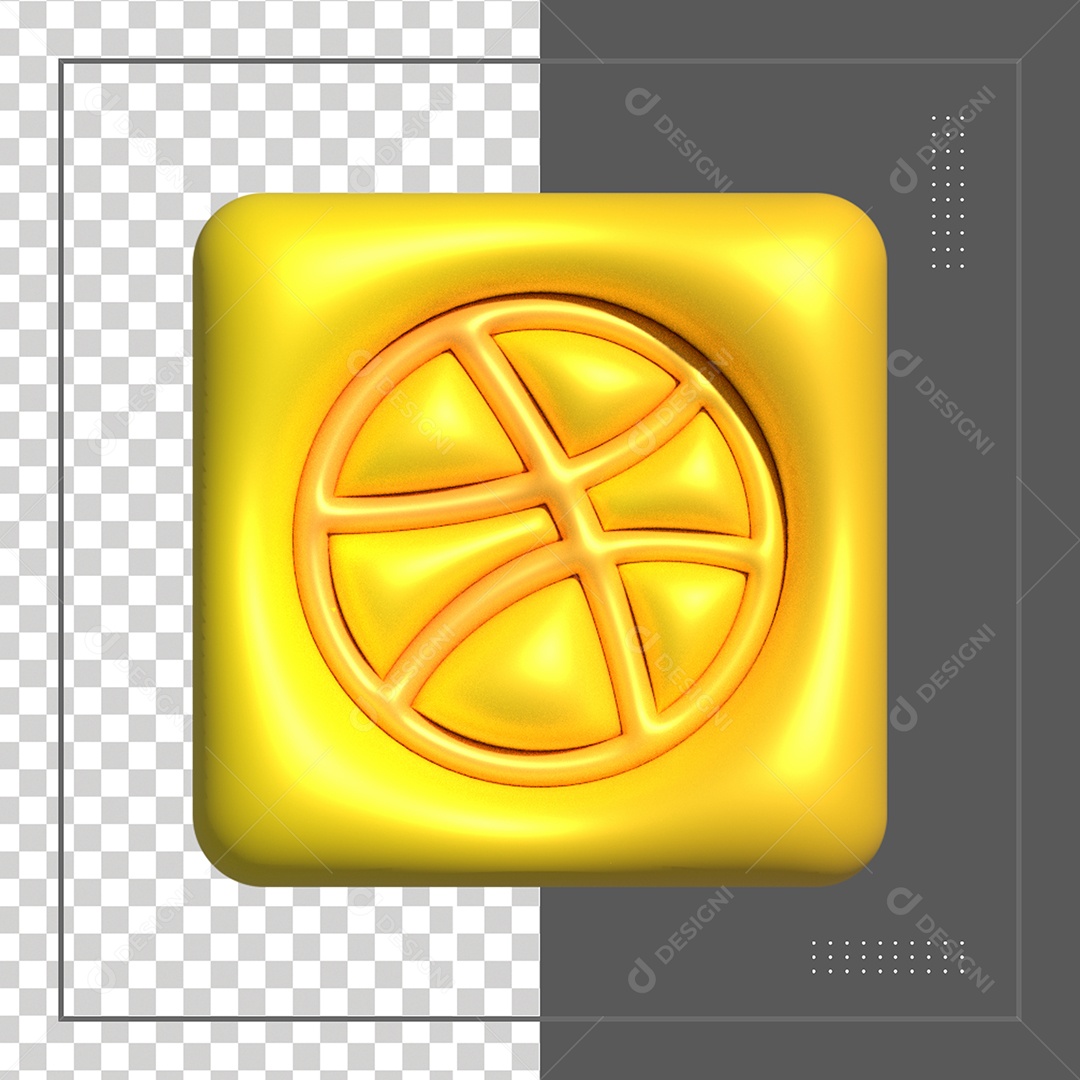 Dribbble Elemento 3D Dourado Para Composição PSD