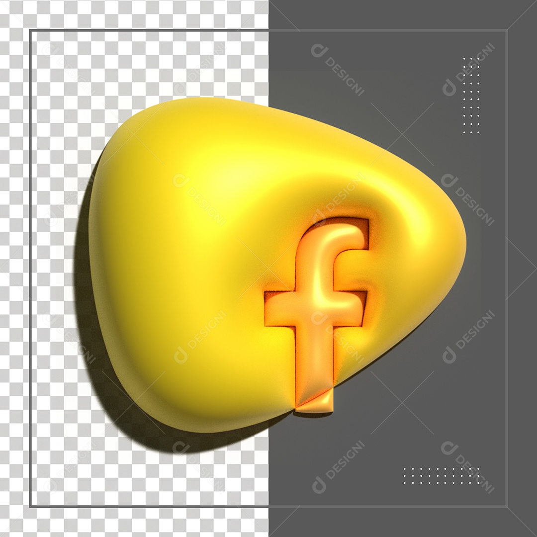 Ícone 3D Facebook Dourado Para Composição PSD