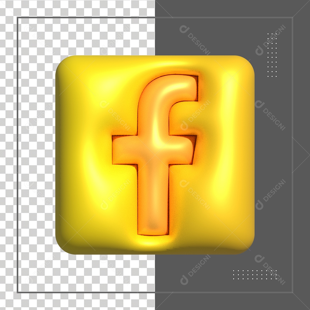 Facebook Elemento 3D Dourado Para Composição PSD