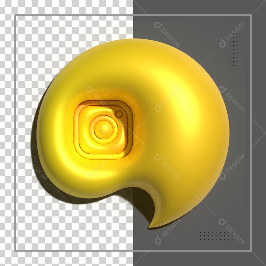 Instagram Elemento 3D Dourado Para Composição PSD