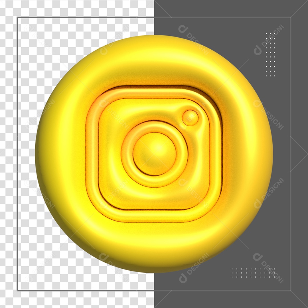 Instagram Ícone 3D Dourado Para Composição PSD