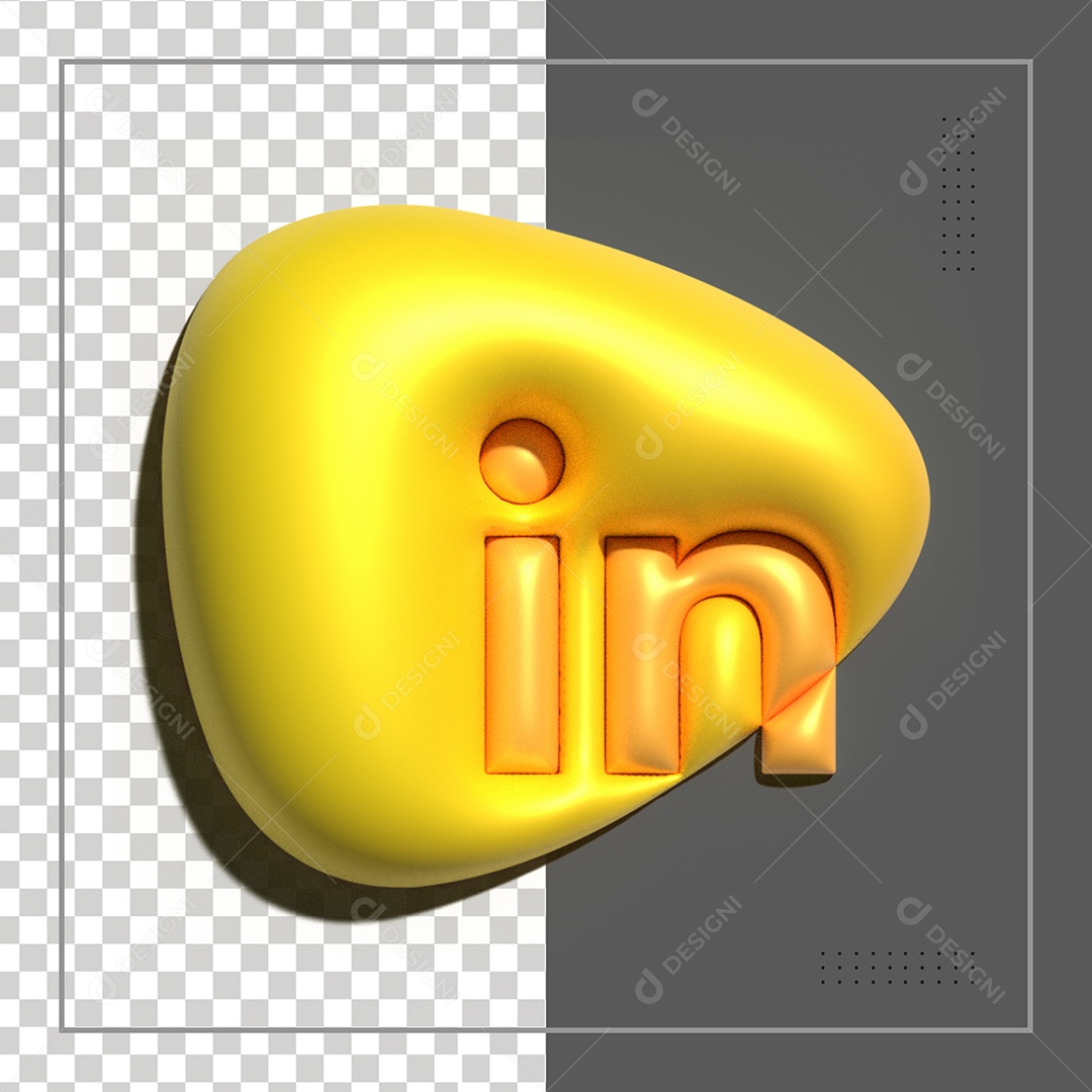 Ícone 3D Linkedin Dourado Para Composição PSD