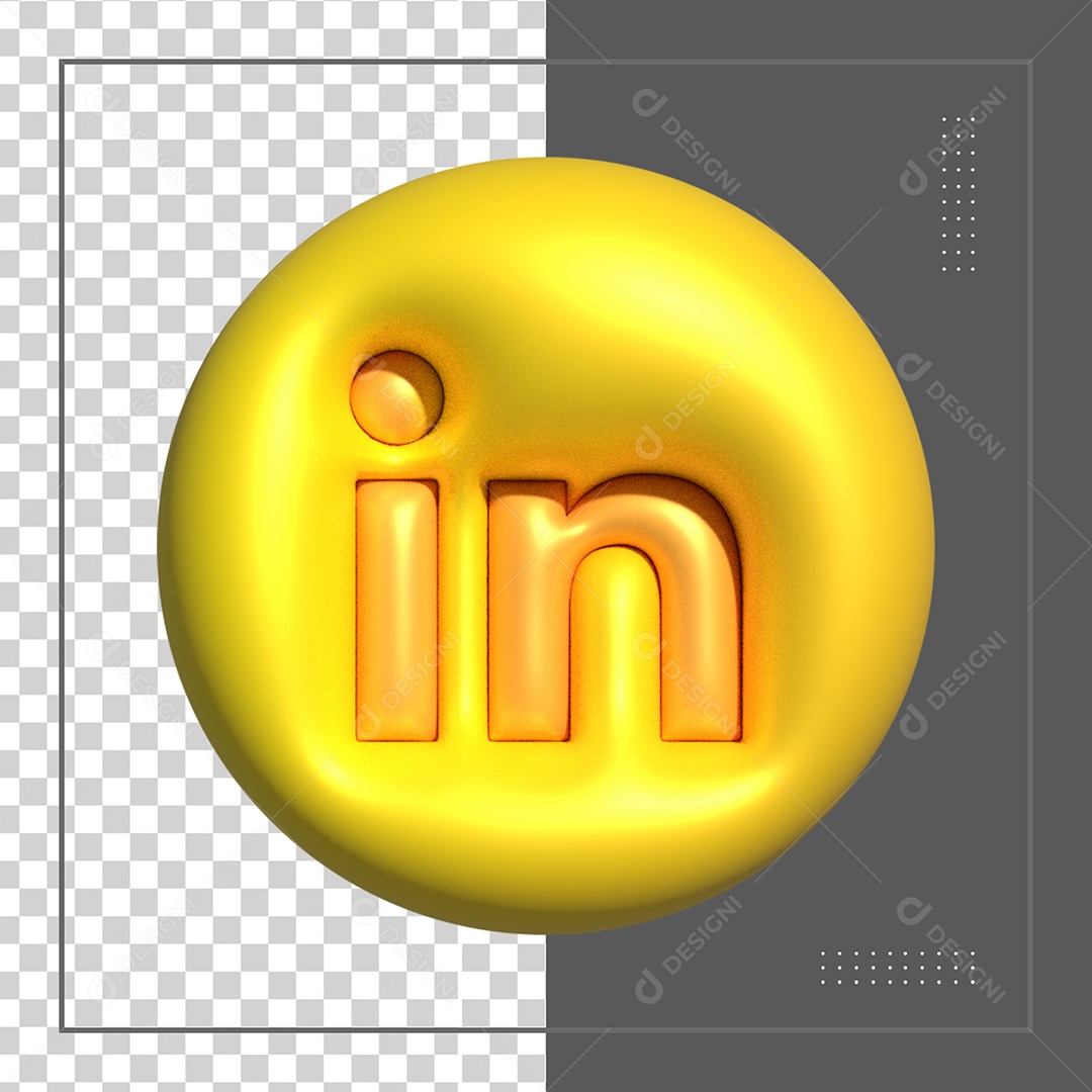 Linkedin 3D Ícone Elemento Dourado Para Composição PSD