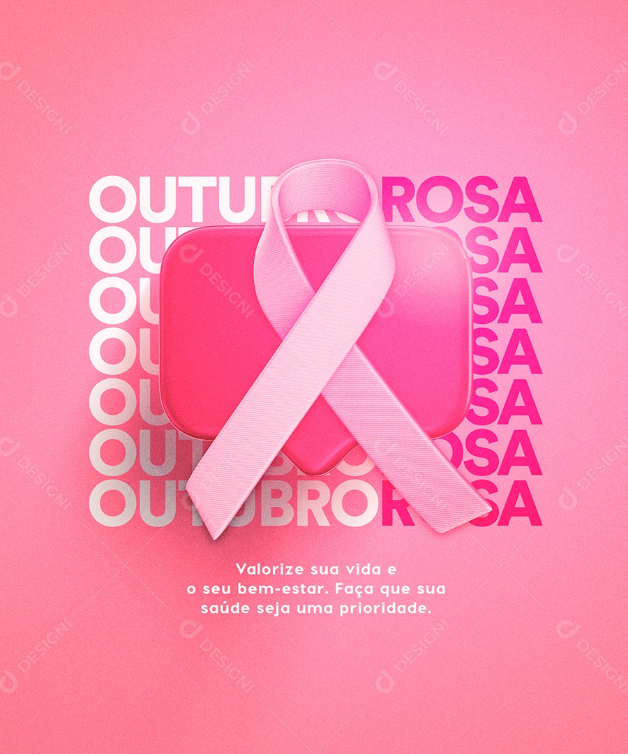 Valorize sua Vida e o seu Bem Estar Outubro Rosa Social Media PSD Editável