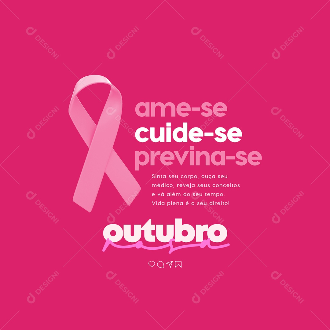 Sinta seu Corpo ouça seu Médico Outubro Rosa Social Media PSD Editável