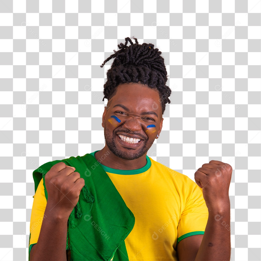 Homem brasileiro afro torcendo pelo seu time