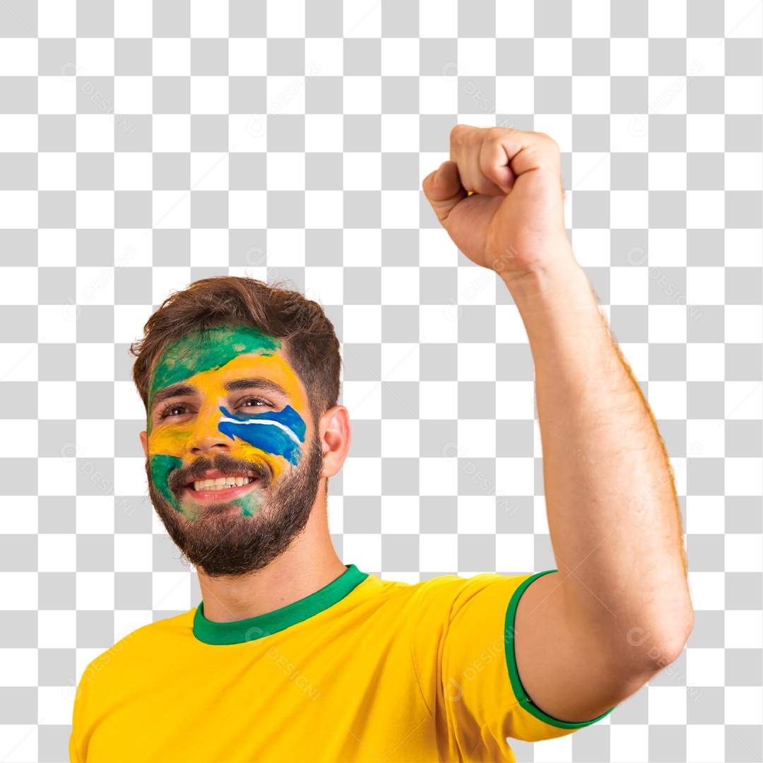 Homem brasileiro torcendo pelo seu brasileiro