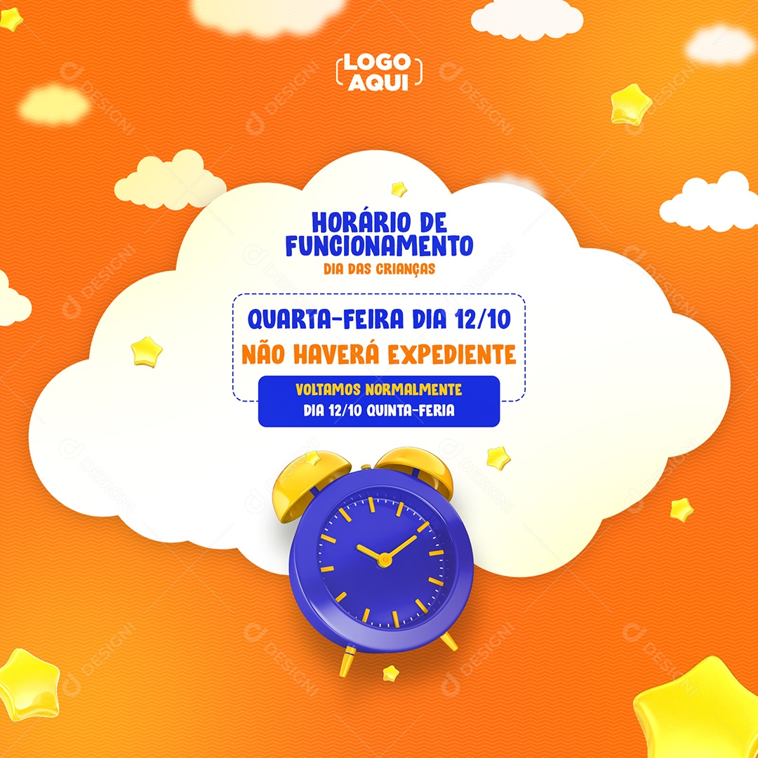 Social Media Horário de Funcionamento Dia Das Crianças PSD Editável