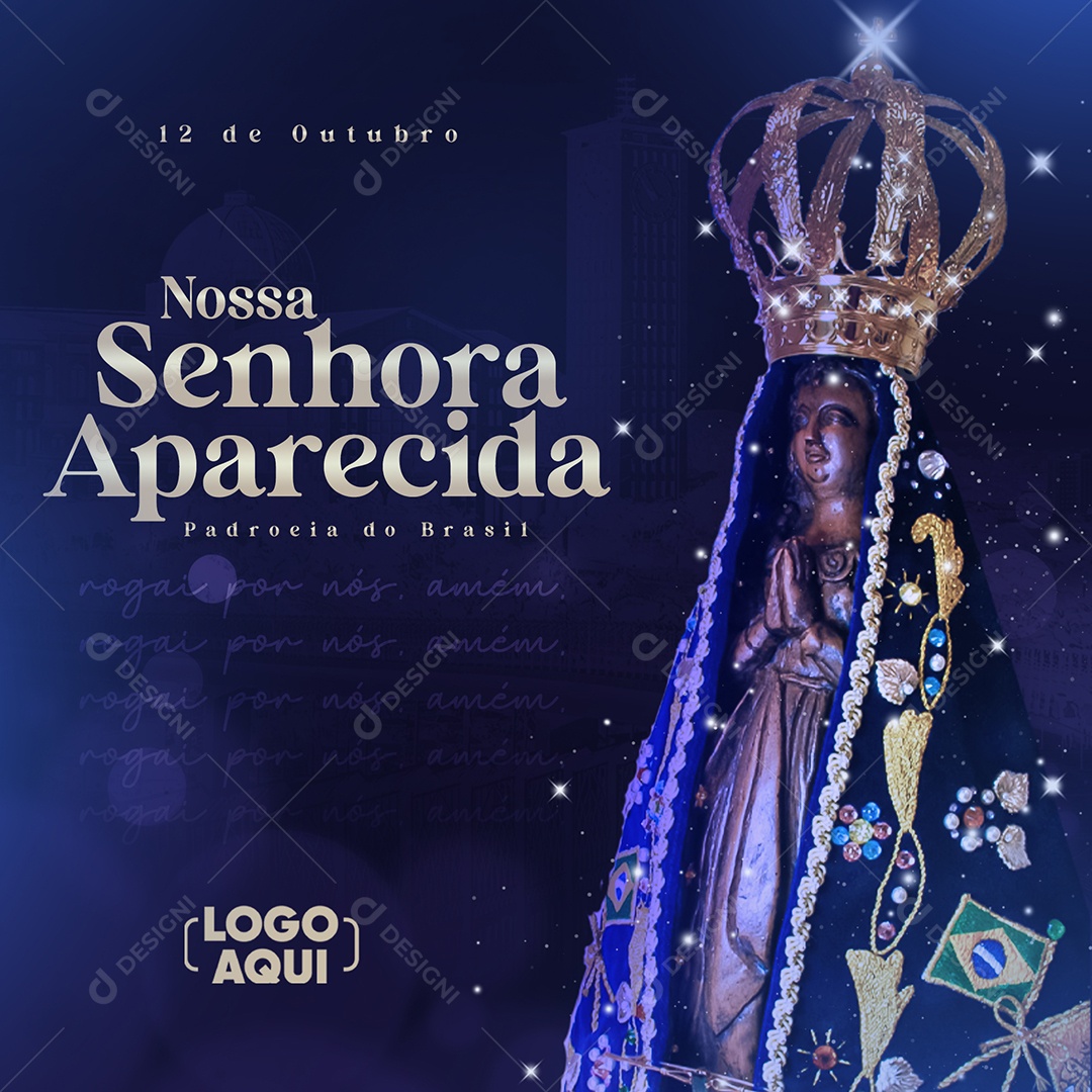 Padroeira do Brasil Dia de Nossa Senhora Aparecida 12 de Outubro Social Media PSD Editável