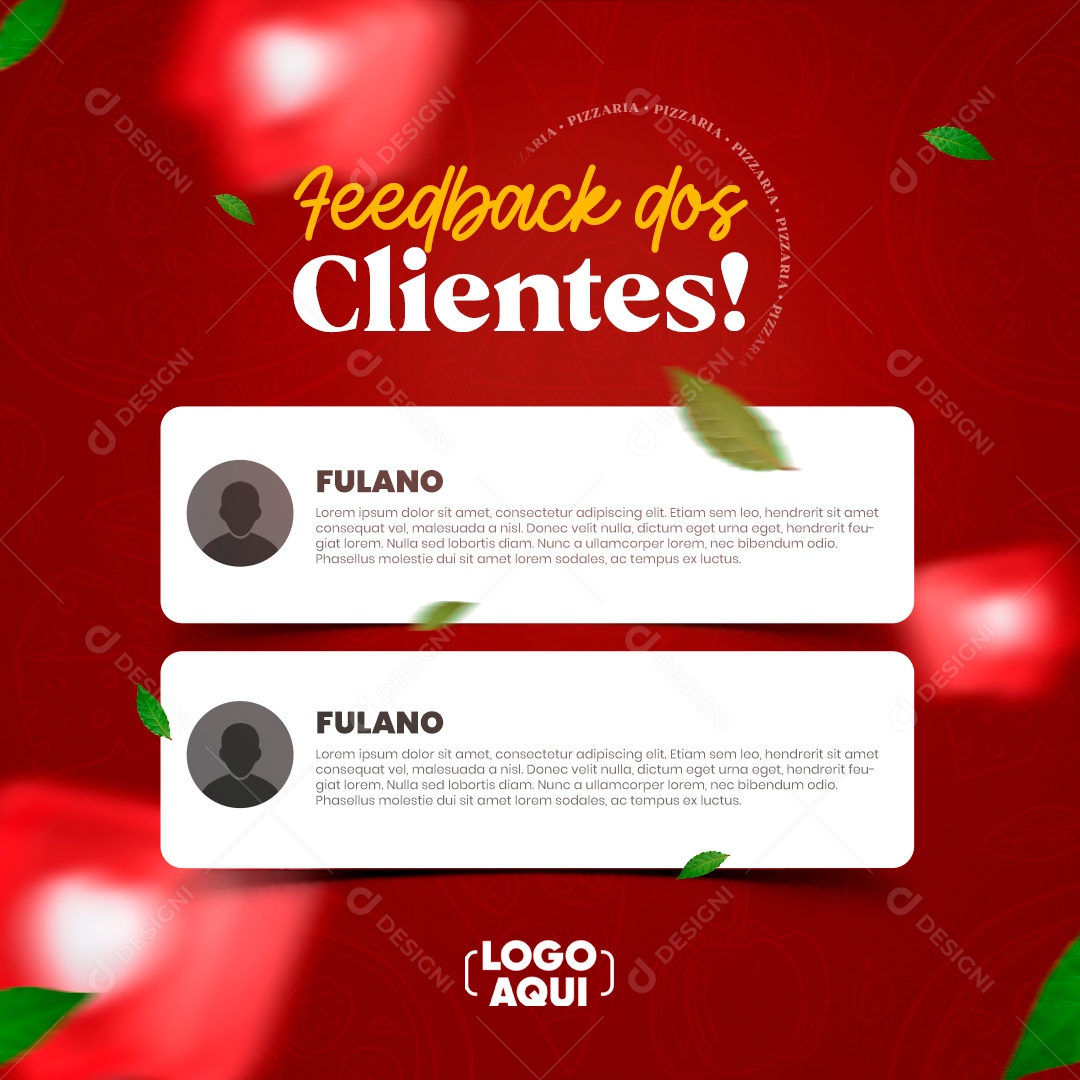 Feedback dos Clientes Pizzaria Social Media PSD Editável
