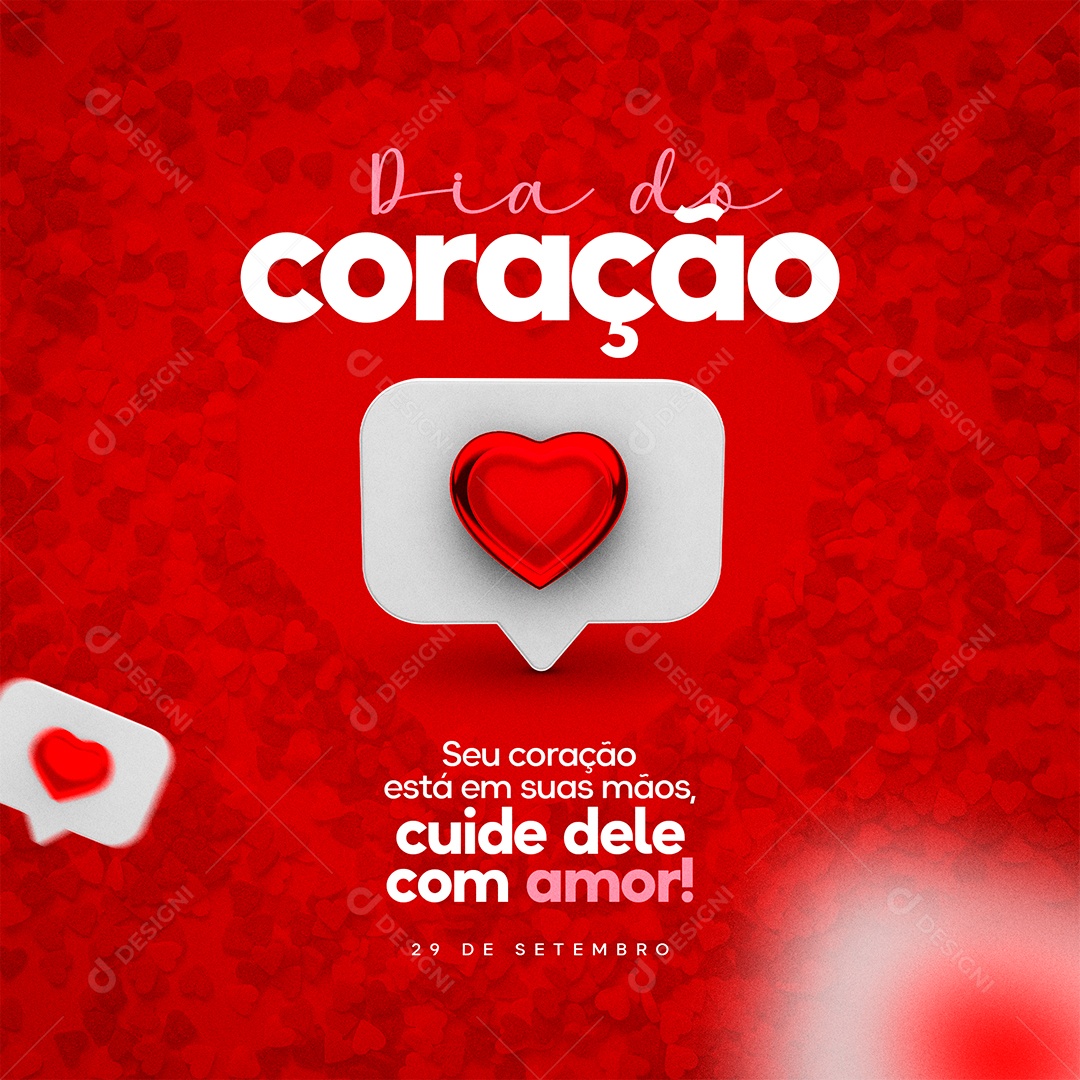 Seu Coração está em suas Mãos Cuide dele com Amor Dia do Coração Social Media PSD Editável
