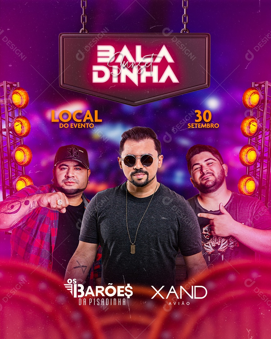 Flyer Show Barões da Pisadinha e Xand Avião  Social Media PSD Editável