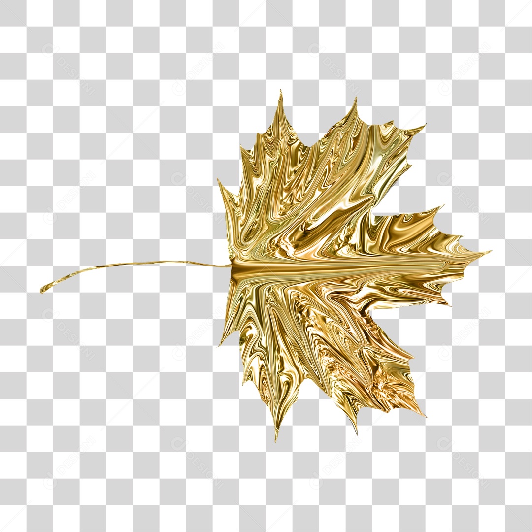 Folha Dourado PNG Transparente