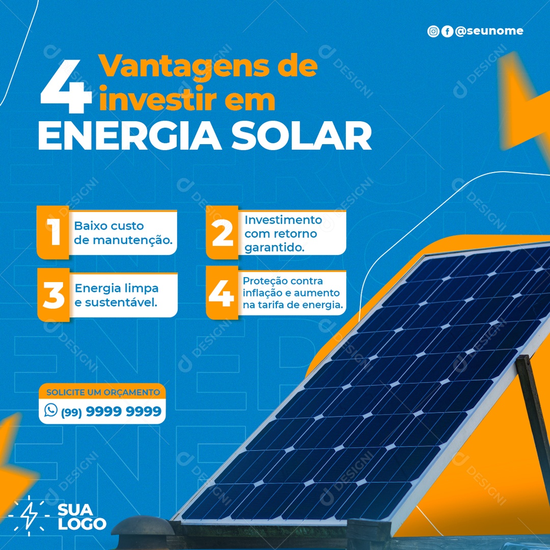 As 4 Vantagens De Investir Em Energia Solar Social Media PSD Editável