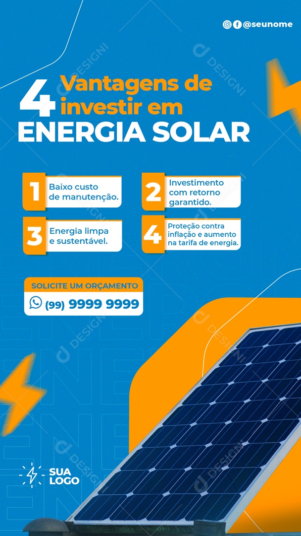 As 4 Vantagens De Investir Em Energia Solar Social Media PSD Editável