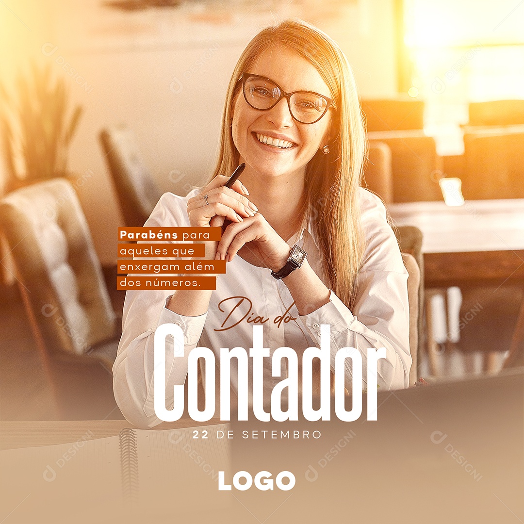 Parabéns para Aqueles que Enxergam além dos Números Dia do Contador Social Media PSD Editável