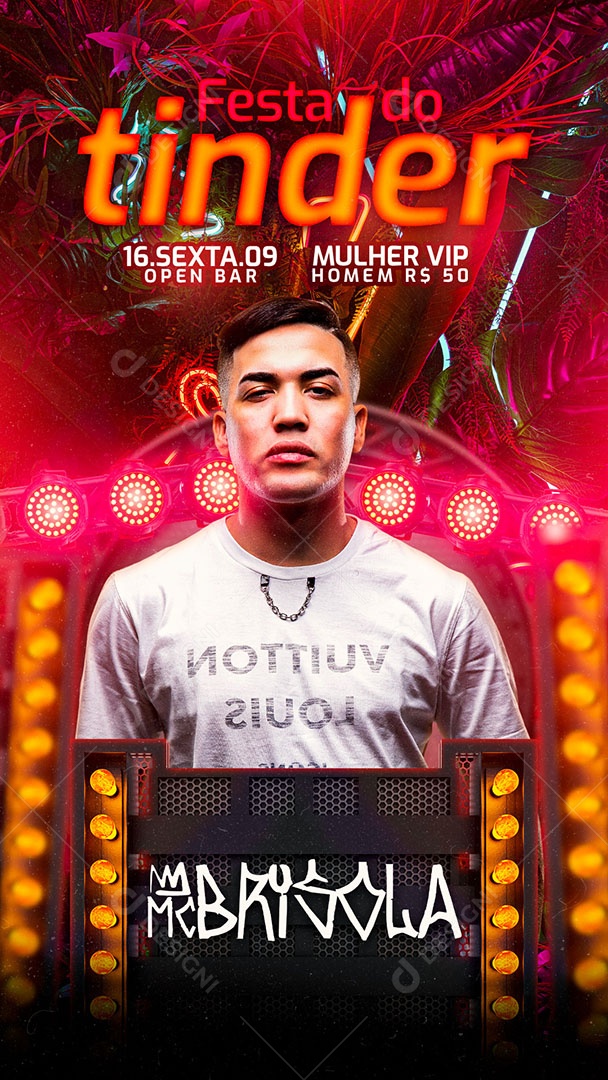 Flyer Festa do Tinder MC Brisola Story Social Media PSD Editável