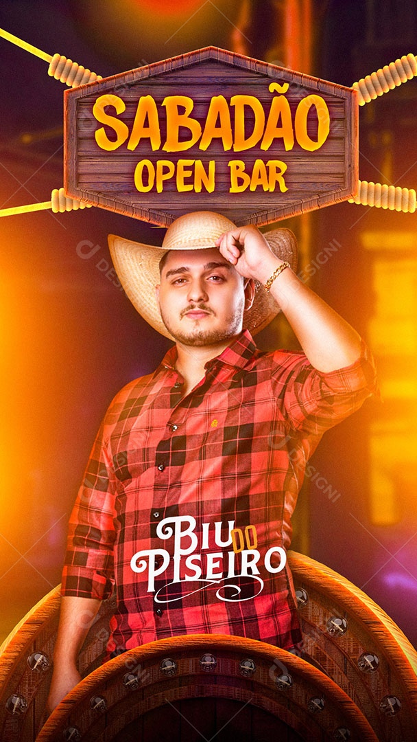Flyer Show Sabadão Opem Bar Biu do Piseiro Story Social Media PSD Editável