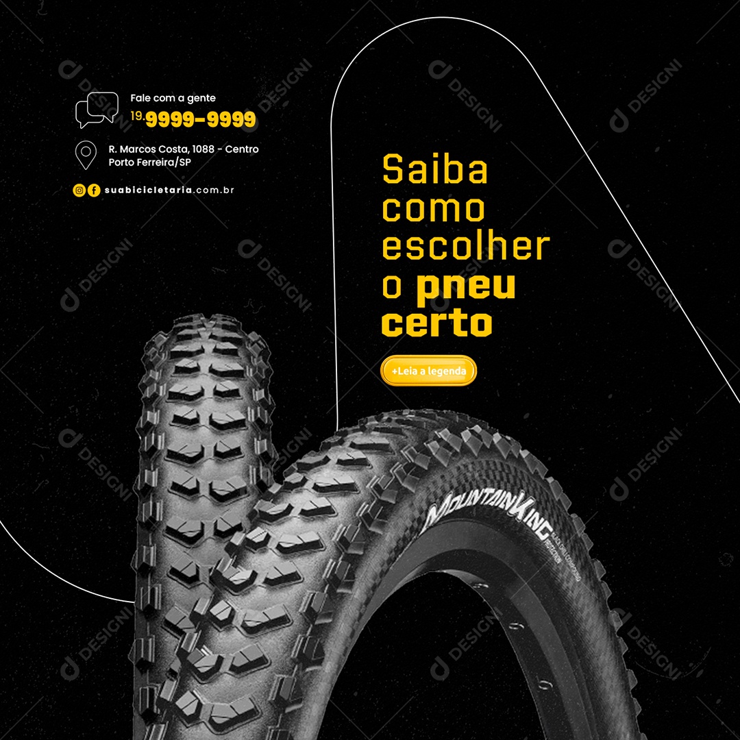 Saiba como Escolher o Pneu Certo Ciclismo Bicicletaria Social Media PSD Editável