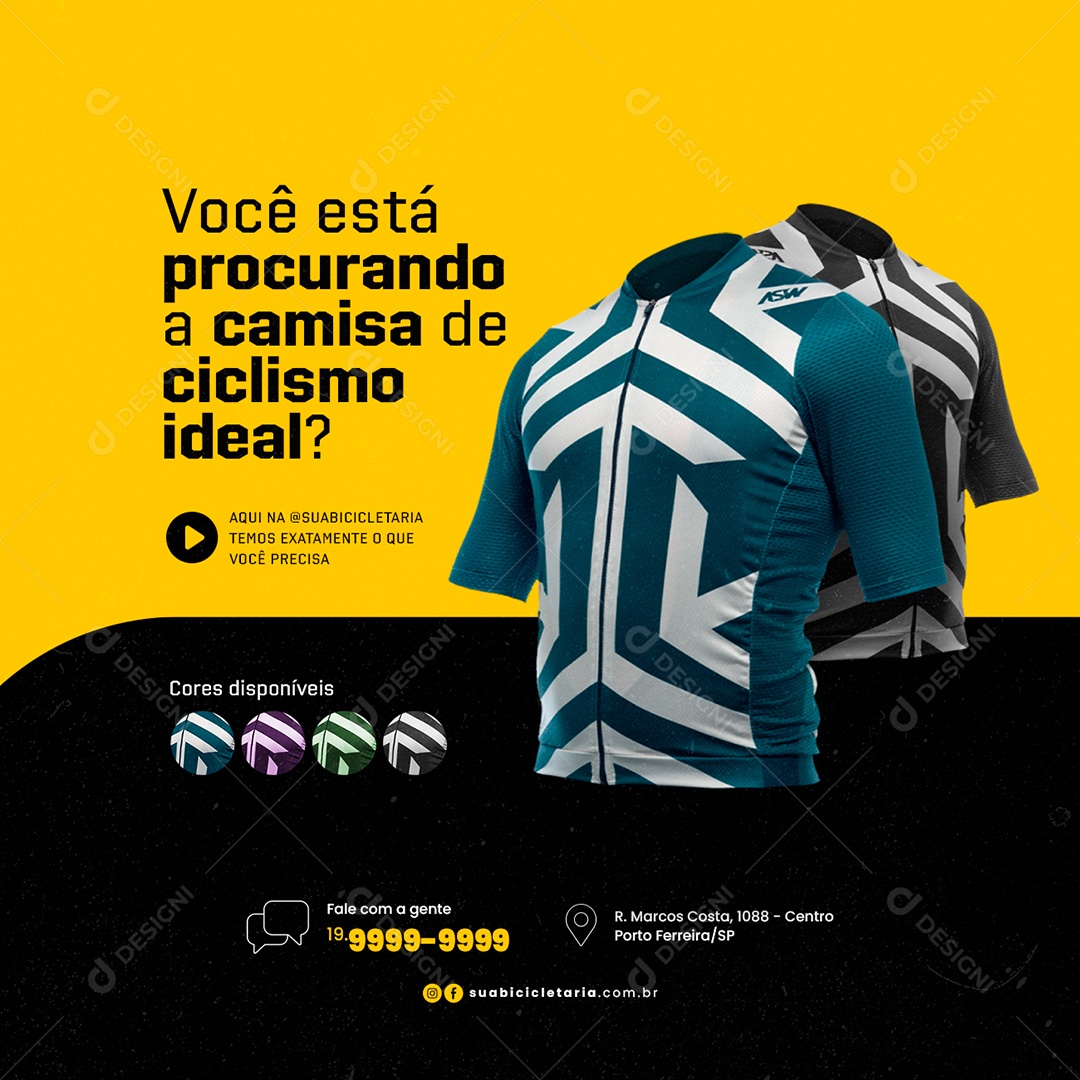 Você Está procurando a Camisa de Ciclismo Ideal Bicicletaria Social Media PSD Editável